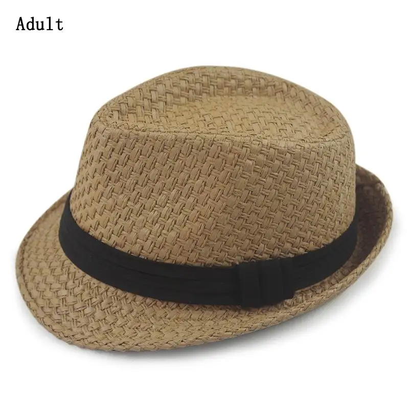 Fedora детская соломенная шляпа унисекс Topper Sunhat Мода Досуг взрослый джаз шляпа на весну и лето - Цвет: adult B