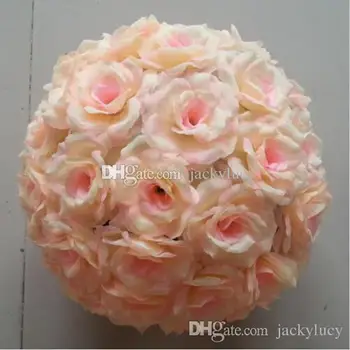 

12" 30cm Champagne Elegant Wedding Artificial Roses Flowers Balls Hanging Kissing Ball For Wedding Party Decoration Supplies