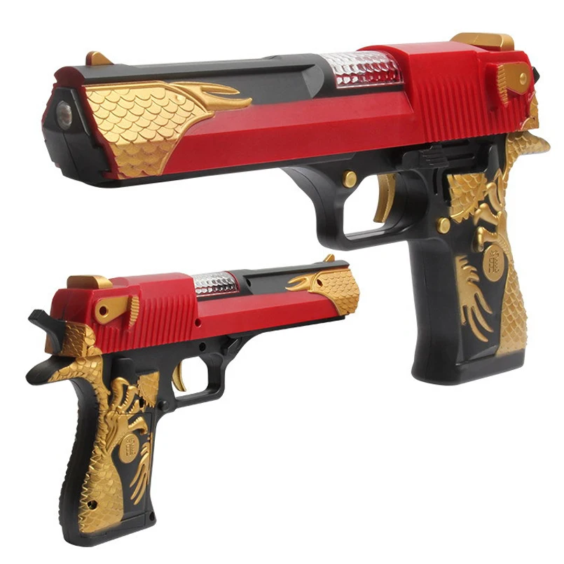 

Electric Toy Plastic Gun Desert Eagle Electric Simulation Gun Light Shock Projection Pistol Manual Gun Weapon Toys For Children