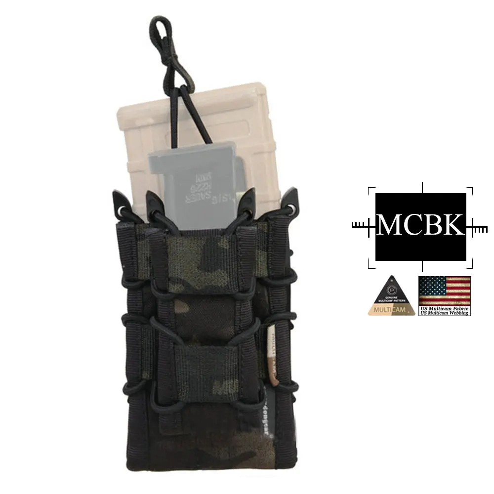 Emersongear 5,56 двойной подсумок для винтовки M4/M14/AK/G3 пистолет M92/1911/HK45 Мультикам страйкбол Molle подсумок держатель - Цвет: MCBK