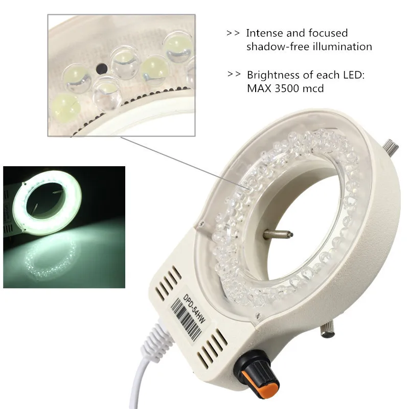 Окружности головы 56-светодиодный регулируемый кольцевой светильник для лампа подсветки для стерео микроскоп Отлично круг светильник светодиодный круглый светильник