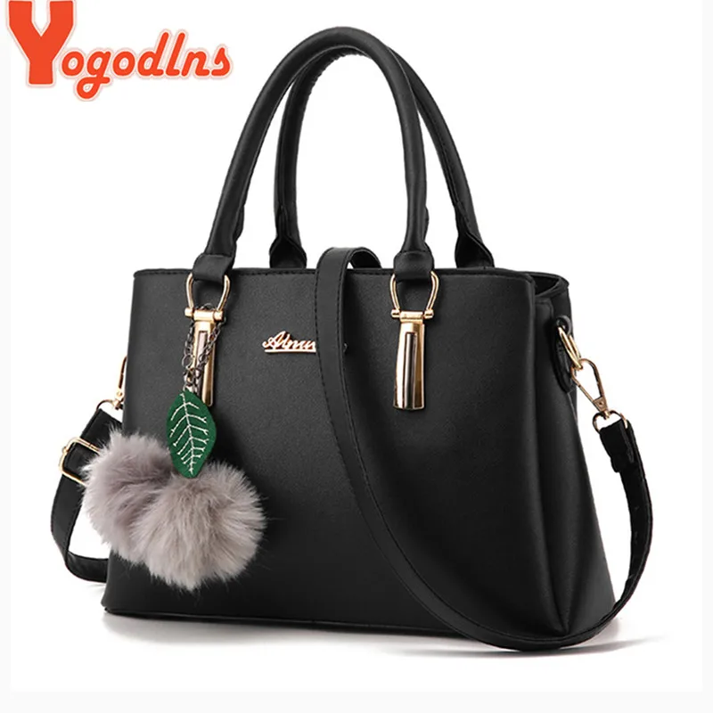 Yogodlns النساء الفراء كرة زينة اليد سستة متوسطة يد hotsale سيدة حزب محفظة جديد الكتف رسول crossbody أكياس