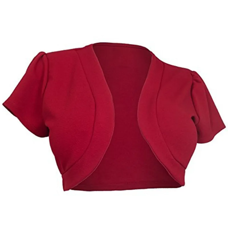 Короткий рукав укороченный жакет женский 2019 лето красное Болеро жакет Casaco Feminino тонкий женский открытый стежок женские s пальто Верхняя