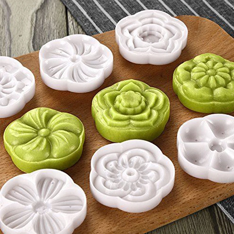 JX-LCLYL DIY 50g Moon Cake Mold W/6 Stamps Mid Autumn Festival Decoration Press