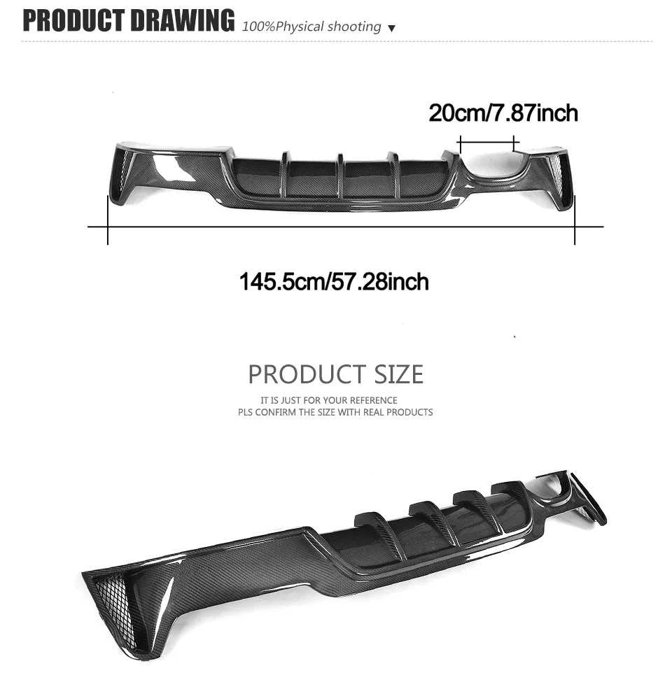 Задний диффузор для губ бампер из углеродного волокна протектор для BMW F32 F33 F36 M Sport 13-17 один Выпускной два выхода