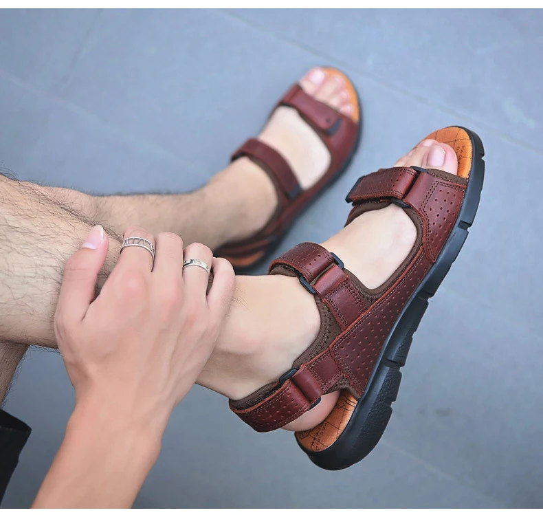 ZYYZYM/мужские сандалии из натуральной кожи; удобная мужская летняя пляжная обувь; большие размеры; превосходное качество; мужские сандалии; шлепанцы