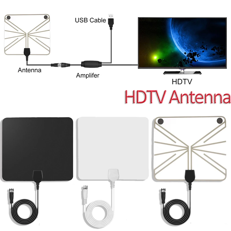 New Indoor TV Antenna 50 Mile Range Amplified HDTV Digital TV Antenna