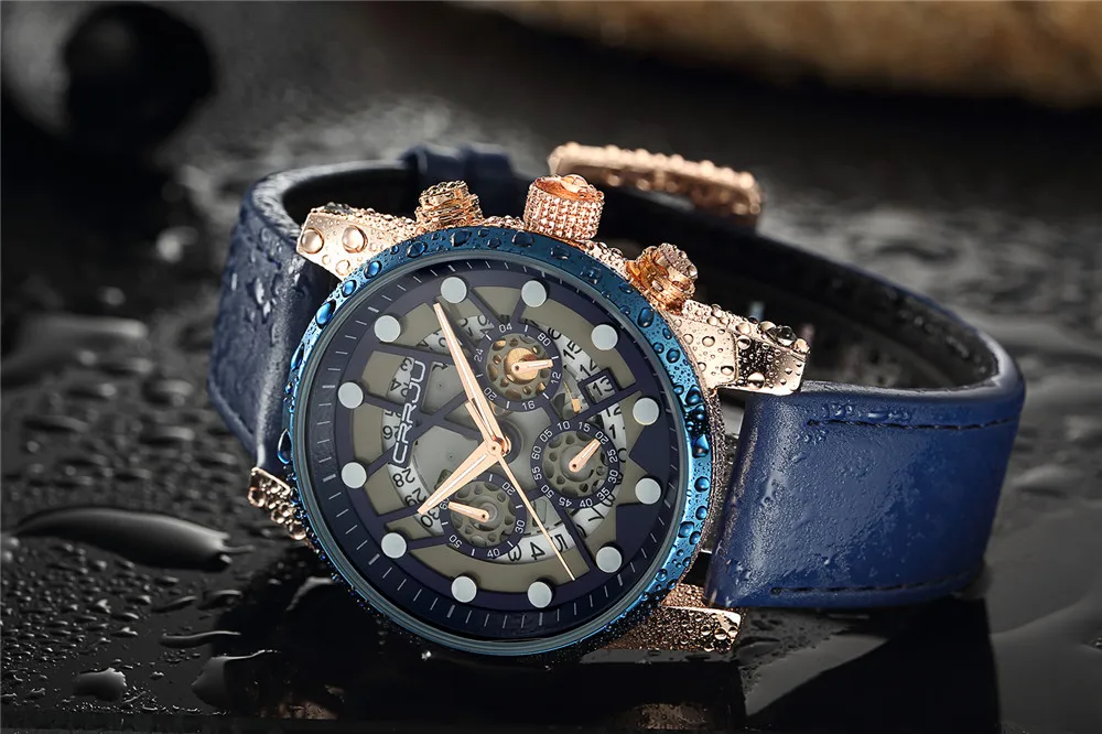 Reloj Hombre 2017 CRRJU Мода хронограф спортивные мужские часы лучший бренд класса люкс