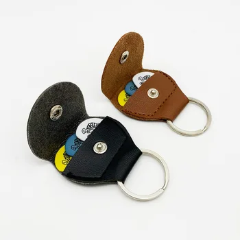 

3 Dunlop Picks + 1 Keychain Guitar Pick Holder Package Mediator Bank Made of Leather Guitar Accessories