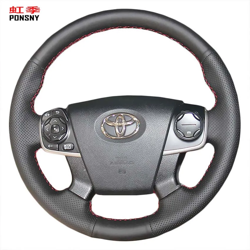 

PONSNY Black Artificial Leather Car Steering Wheel Cover for Toyota Camry 2012 2013 2014 Micro-fiber Leather Covers