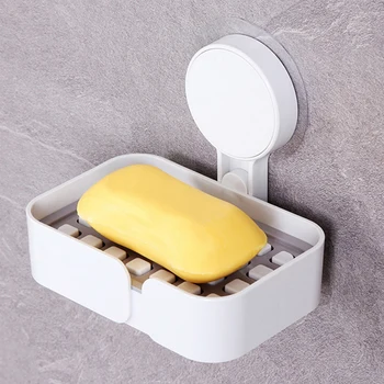 

New Plastic Soap Holder Creative Soap Dish Soap Box No Drilling Simple Suction Cup ABS Bathroom Accessories Hot Sale