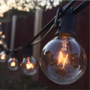 

Globe String Lights with 25 G40 Bulbs - Backyard Patio Lights string, Outdoor String Lights for Party, Wedding, UL Listed, Black