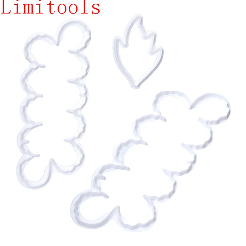 

3 pcs/set Peony Flower Leaf Cake Molds Plastic White Rose Flower Fondant Cutter Cake Decorating Molds Biscuit Pastry Cutter