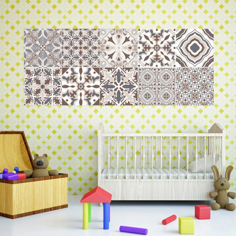 

Retro Tiles Wall Stickers for Bathroom Kitchen Decoration Adhesive Waterproof PVC Wall Stickers Waist Line Kitchen Decoration