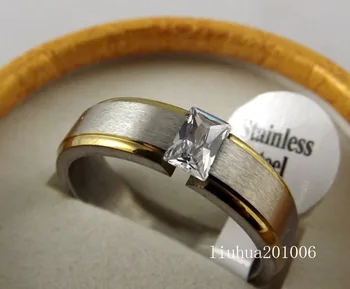 

Wholesale 20 pcs Gold edge Fashion Zircon Stainless steel Rings for Men and Women Jewelry