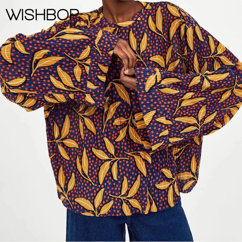 2018 Wishbop New In Fashion Loose Tropical Print Blouses