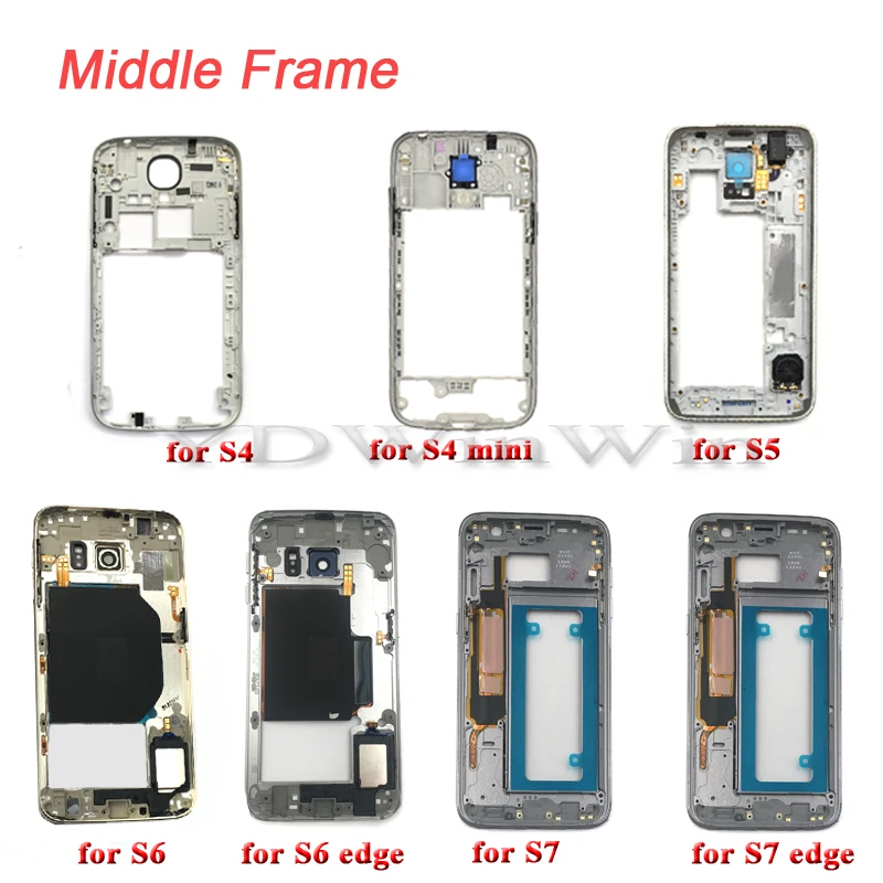 

1pcs Middle Frame Housing For SAMSUNG Galaxy S4 S5 S6 S7 edge i9505 i9500 G900f G920f G925f G930f Bezel with Power Volume Button