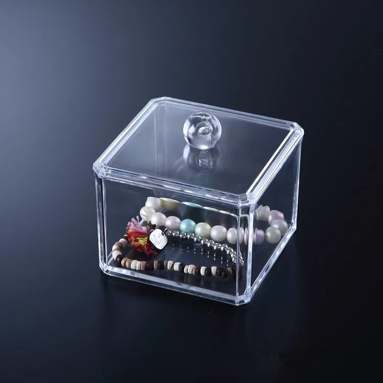 Hot 10pc Clear Acrylic Q tip Holder Box With Cover Cotton Swabs Stick