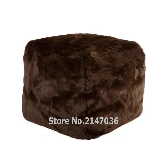 buy Gray Fur Anywhere Bean Cube 16inch bean bag stool and ottomans