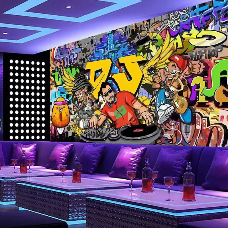 Декоративные Настенные обои KTV Bar современные 3D Мультяшные буквы граффити