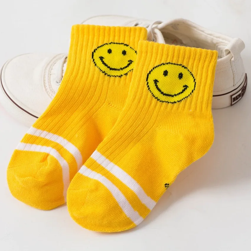 

2018 New Combed Cotton Socks Smile Face Emoji Cartoon Kids Socks for Boys and Girls Sokken Meisjes Kniekousen Meisje