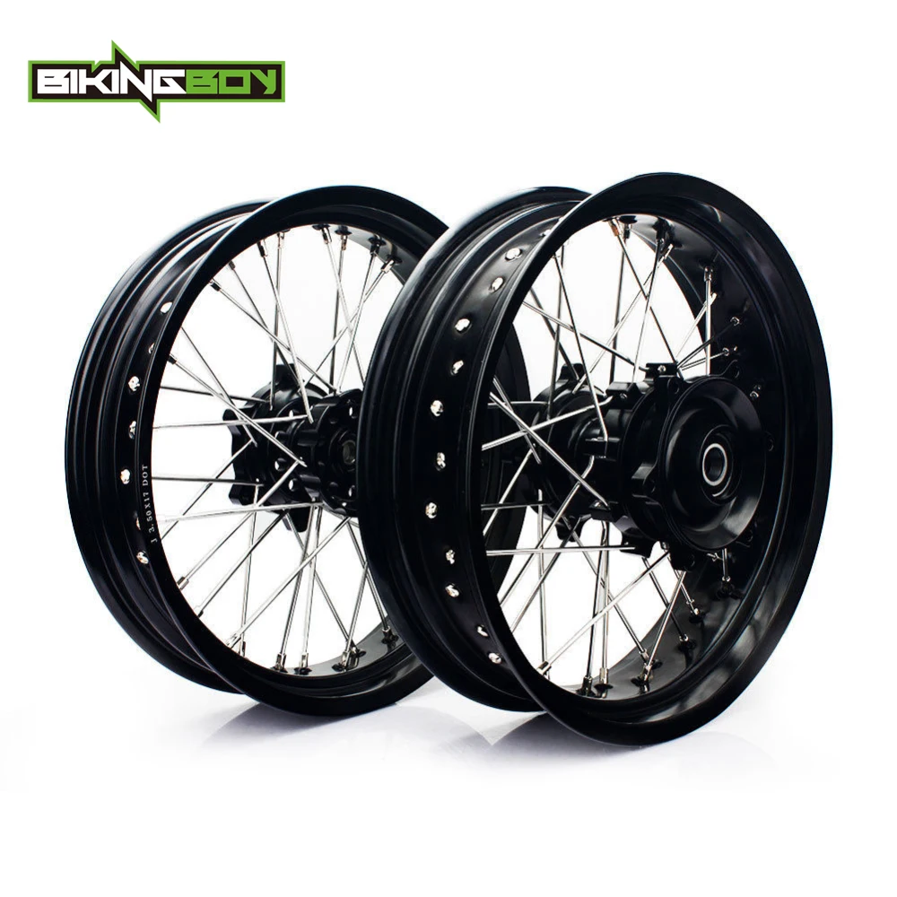 BIKINGBOY 17" Supermoto Front Rear Cush Drive Wheel Rim Hub for SUZUKI DR650SE 1996- 16 15 14 13 12 11 10 09 08 07 06 05 04