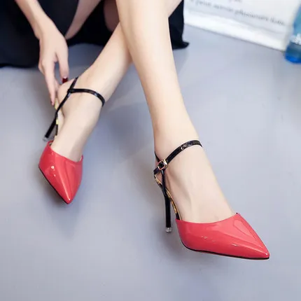 

Female summer 2019 new Korean version of a word buckle pointed fine with small fresh high heels Baotou wild shoes-1
