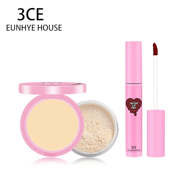 

3CE Eunhye House Makeup Set Matte Lasting Lipgloss Moisture Lipgloss Brighten 2 In 1 Mineral Powder oil control Loose Powder