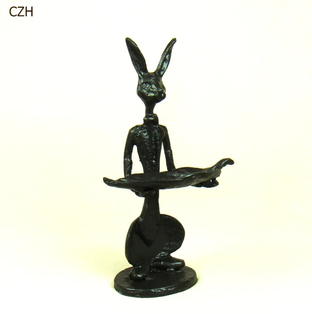 Металлическая фигурка кролика, ювелирный органайзер, стойка, декоративная статуя кролика, бизнес-держатель для карт, искусство и ремесло, орнамент, аксессуары