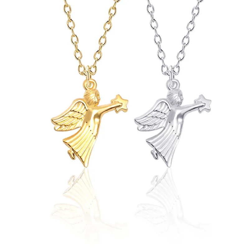 

2019Fashion Women Jewelry Cute Angell Necklace Christmas series Gold Silver Choker Necklace Pendant For Party