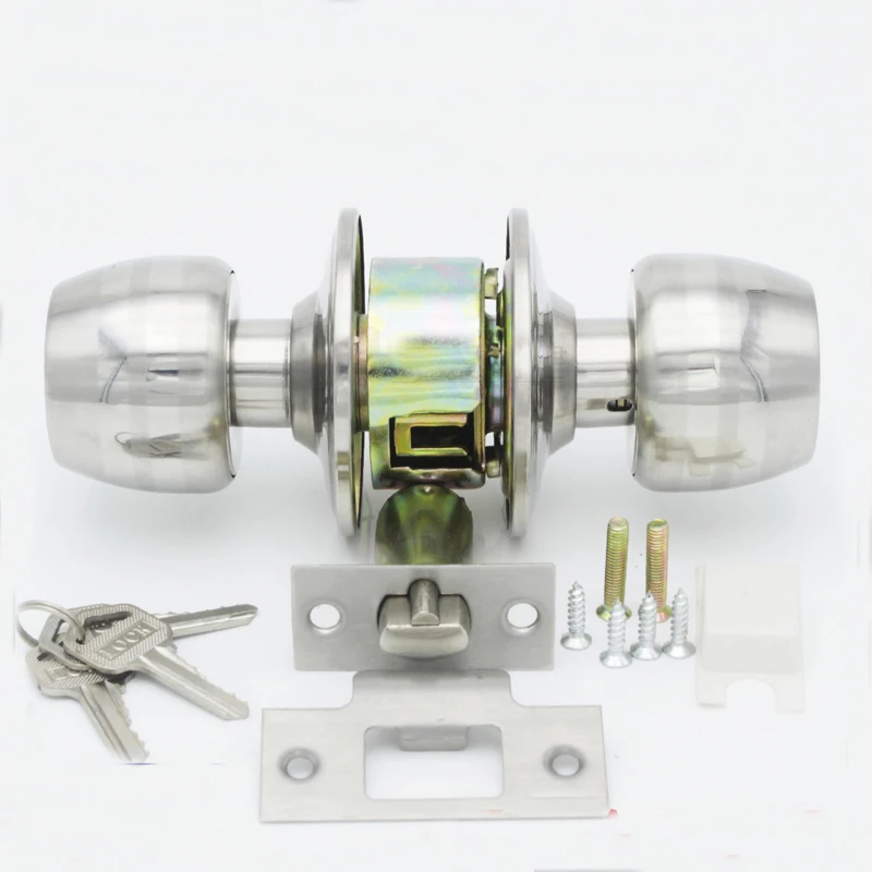 Us 19 9 General Type Door Lock With Knob Stainless Steel Ball Type Indoor Bedroom Door Circular Lock Core In Locks From Home Improvement On