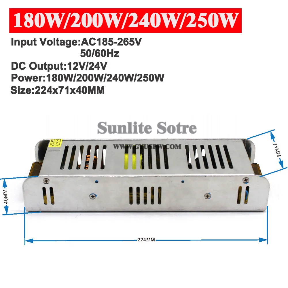 Блок питания DC 12 V 24 V 48 W 60 W 72 W 100 W 120 W 150 W 180 W 200 W 240 W 250 W 300 W 350 W 360 W 220 W трансформаторы V AC к DC12V DC24V SMPS