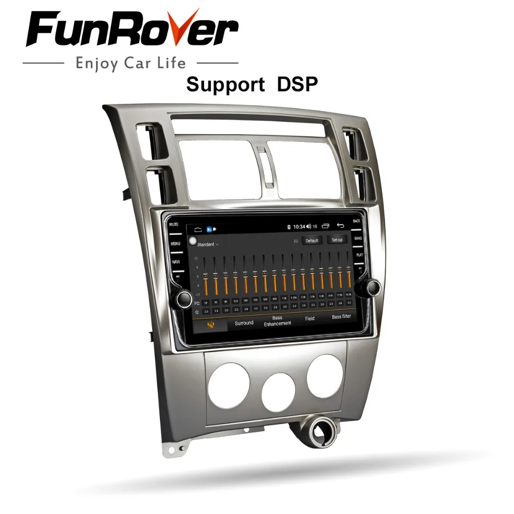 Discount Funrover 8 cores car radio multimedia player dvd android 9.0 For Hyundai Tucson 2006-2014 2 din autoradio gps navigation 4G+64G 4
