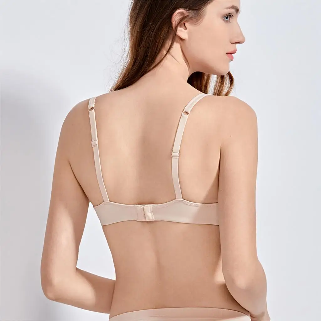 Goede Vrouwen Zachte Naadloze Licht Gevoerd Draad Gratis Plunge Lift T Shirt Bh