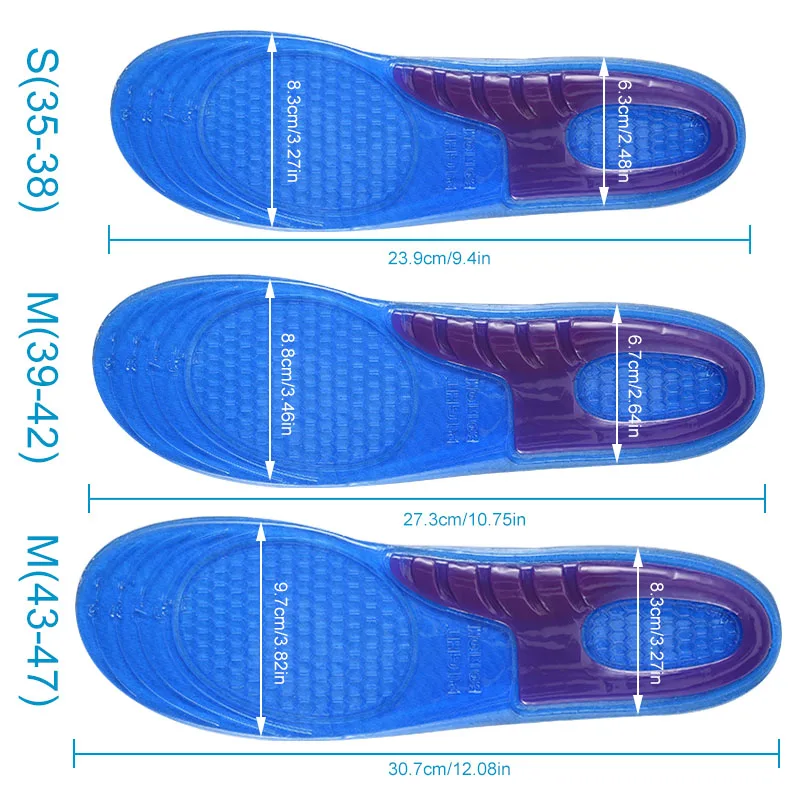Elino синий гель спортивные стельки для мужчин женщин подошвенный Fasciitis серый фланель обуви колодки соты амортизация массаж подошвы