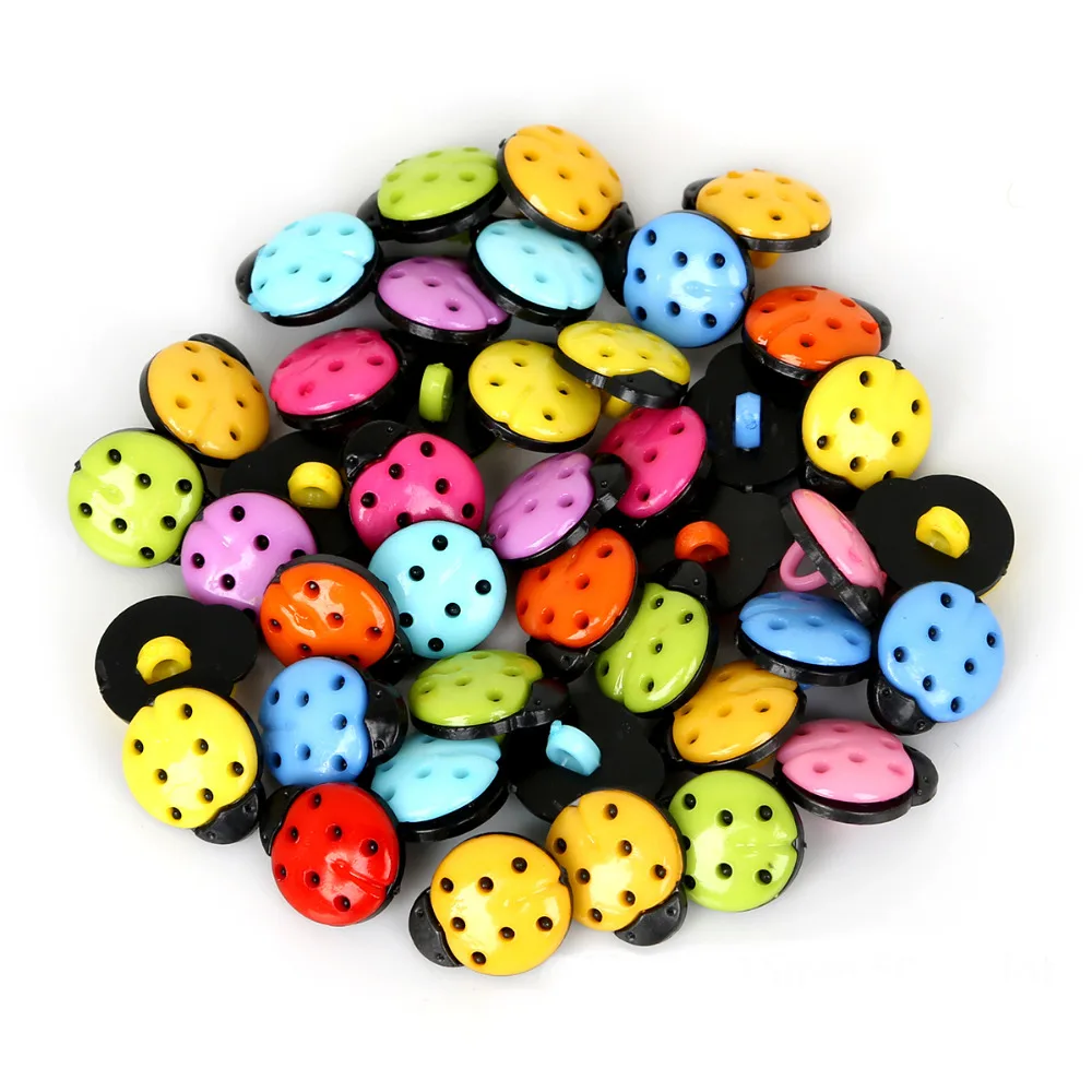 

150Pcs/lot Mixed Shank Ladybug Resin Buttons 13*8mm Sewing Tools Decorative Button Scrapbooking Garment DIY Apparel Accessories