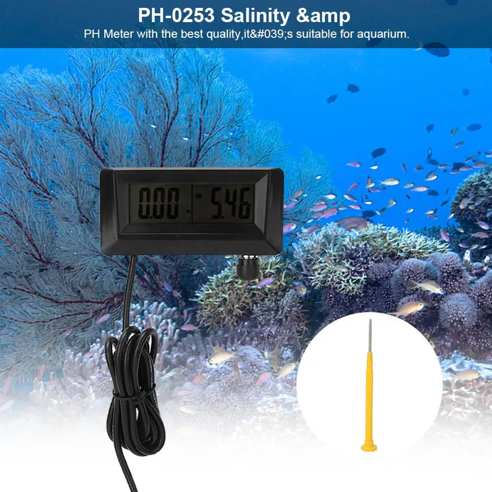 

Water Quality Monitor ph-0253 2in1 Digital Salinity PH Meter Water Quality Monitor Test for Aquarium100-240V
