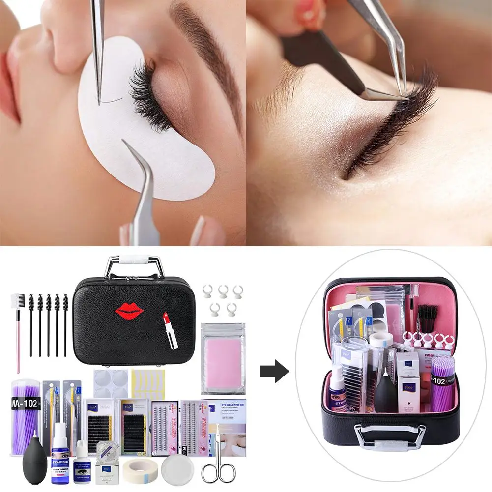 

22PCS toiletry bag Special Eyelash Extension Kit Eyebrow Comb Fake Eyelashes Tweezers Glue Gel Remover Eyelashes Extension Pract
