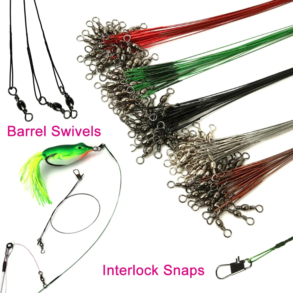 Details about   20x Lure Fishing Line Anti-tangle Braided Wire Leader Lead Core Leash w/ Swivel 