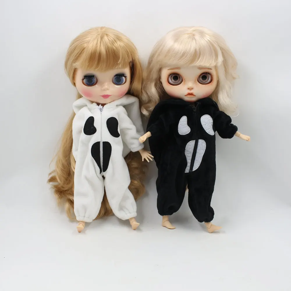 

blyth doll icy licca body happy halloween black and white suit ghost dress bat hat outfit cute it suitable for 1/6 doll