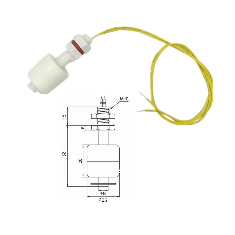 52 мм PP датчик уровня воды и жидкости горизонтальный Поплавковый переключатель вниз