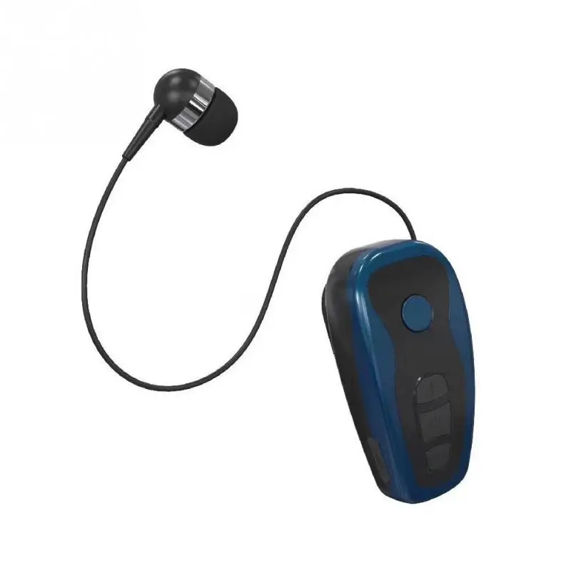 Black Blue Портативный Бизнес Стиль Одежда шеи клип дизайн стерео Bluetooth 4,1 наушники-вкладыши выдвижной тросик беспроводной с функцией громкой связи - Цвет: Black Blue