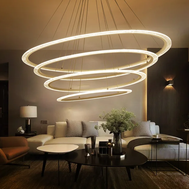 Moderno LED Anelli Lampadari a Sospensione per soggiorno Villa ... Moderno LED Anelli Lampadari a Sospensione per soggiorno Villa ...