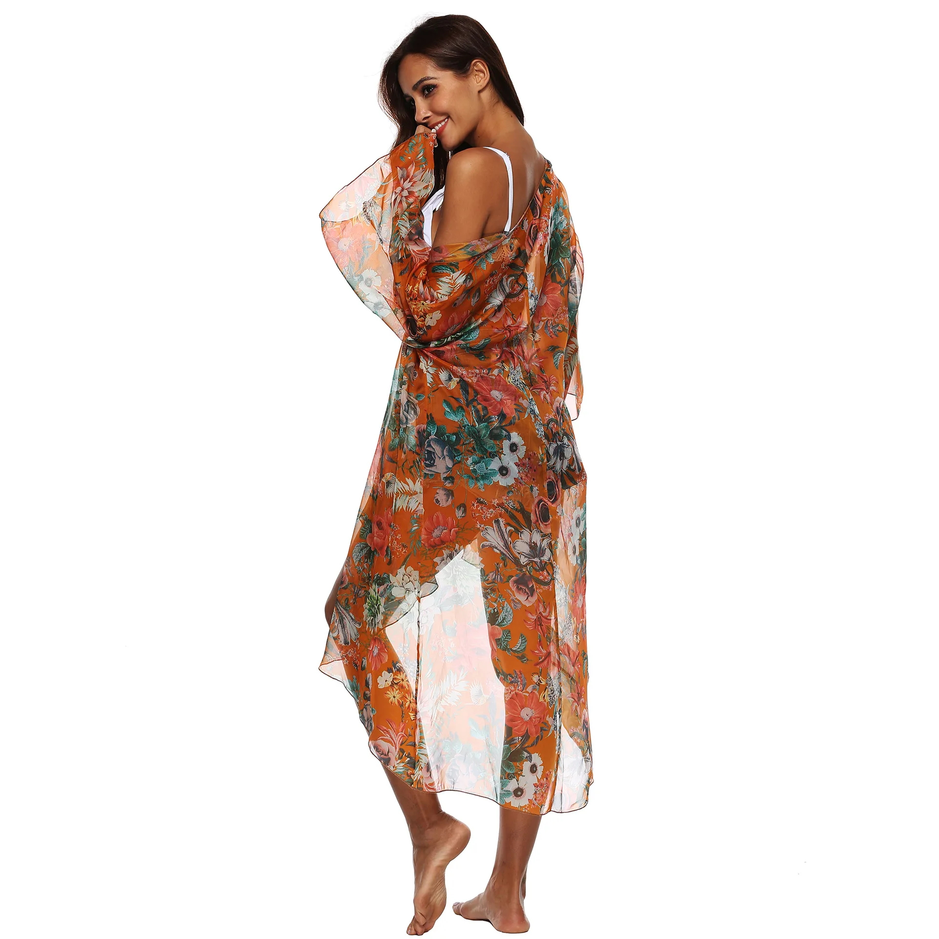 Robe De Plage купальники 2019 купальник Женские платья платье Пляжная одежда женское закрытое бикини с цветочным принтом с длинным рукавом