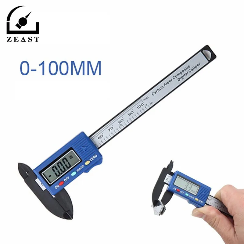 Цифровой штангенциркуль из углеродного волокна 100 мм микрометр широкоформатный 0