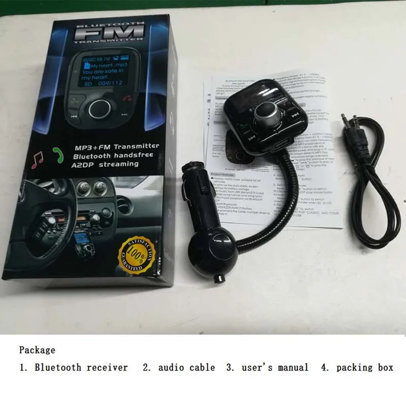 Aux bluetooth адаптер громкой связи для автомобиля комплект с автоматическим разъемом