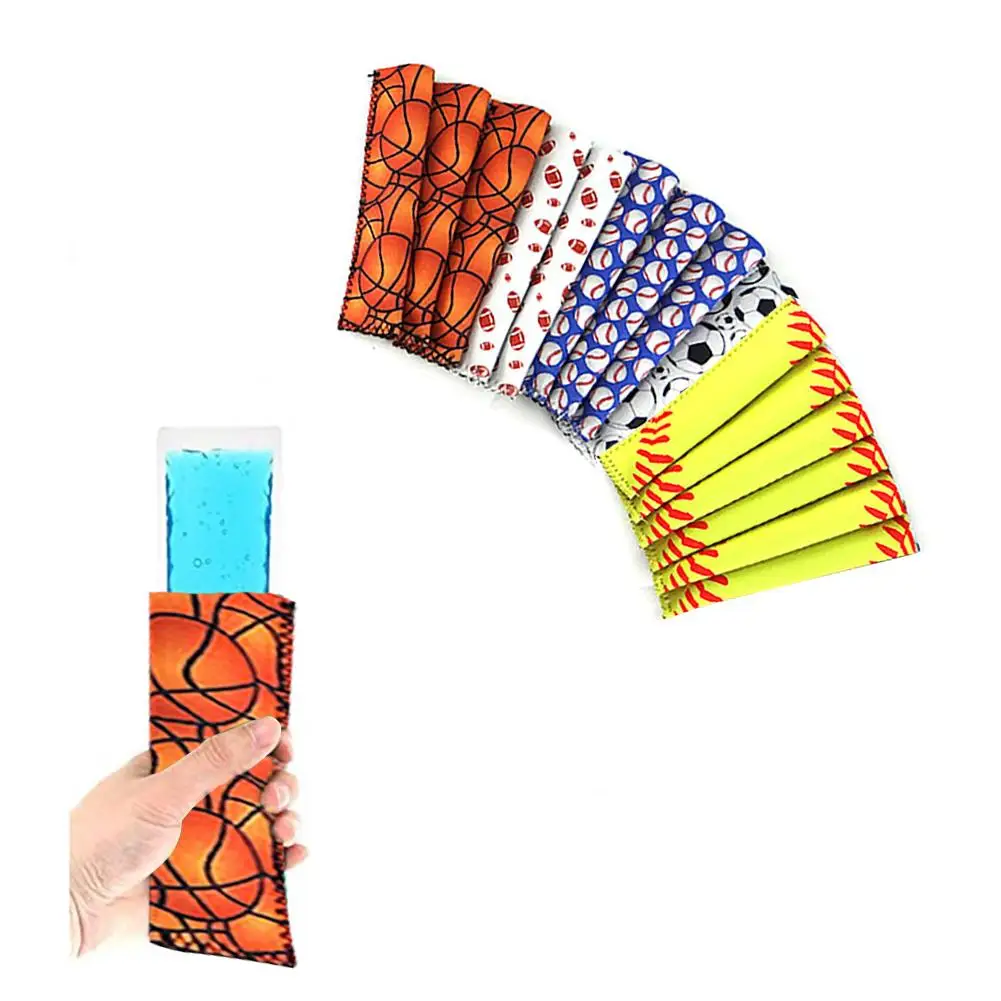 

Fashion 5 PCS Reusable Neoprene Popsicle Protector Variety Styles Popsicle Cover Football Baseball Pattern Sleeve Holder