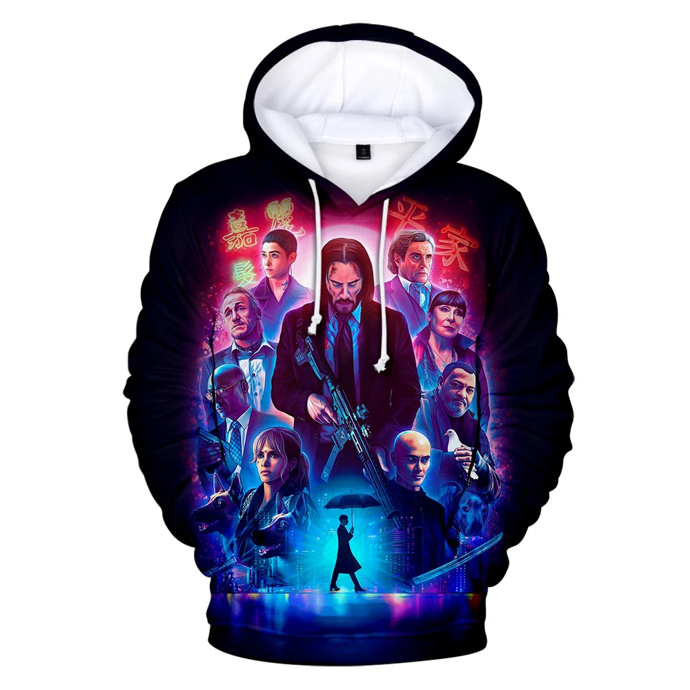 

High quality John Wick 3 3D Hoodie Sweatshirts boy/girl Hoodie Harajuku Classic movie Casual popular Long Sleeve hoodie top
