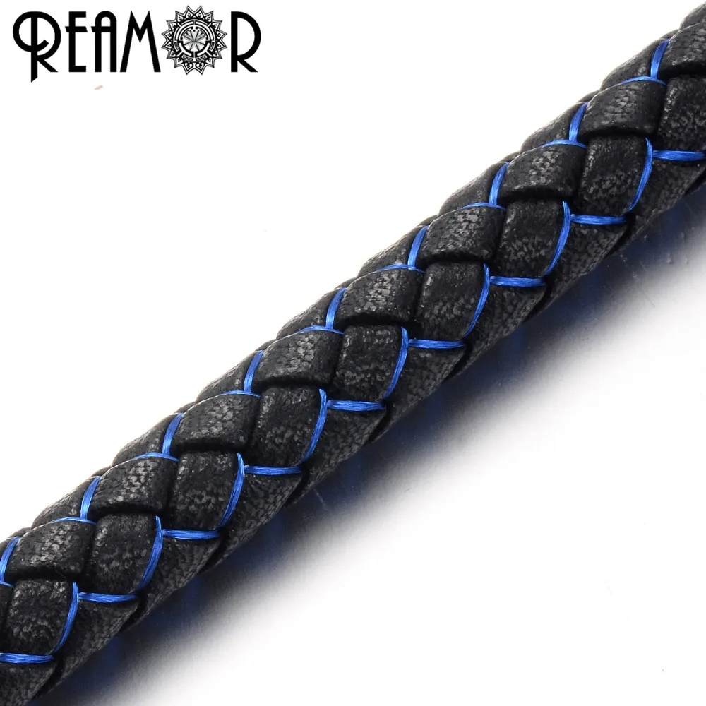 REAMOR 8 мм Подлинная плетеная шелковая кожаная веревка 4 цвета шнур для DIY браслета ювелирных изделий изготовление изделий - Цвет: Blue