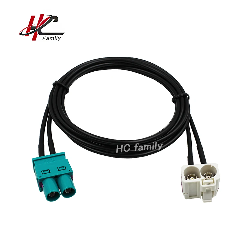 

50cm 19.7in Two white Fakra B jack to Two Water blue Fakra Z plug Cable 2 Fakra to 2 Fakra Radio Antenna Adapter